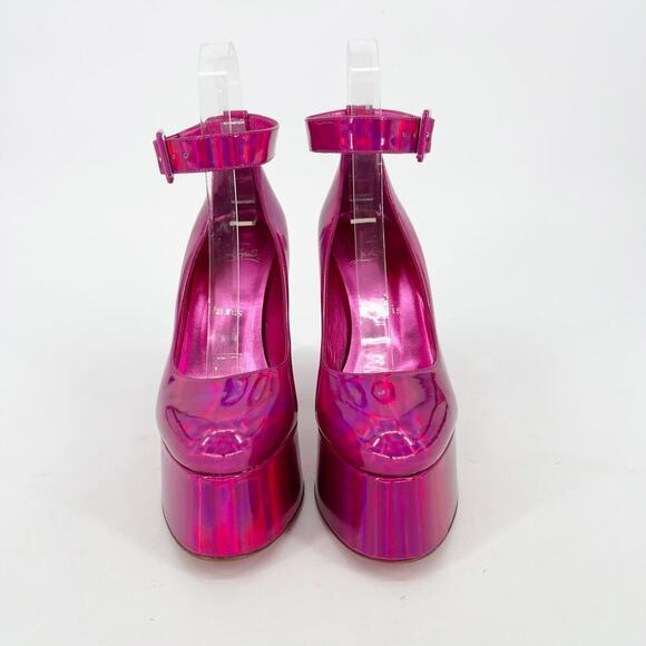 Christian Louboutin Yazefir 130 Pink Iridescent Leather Platform Pump EU 37.5 - Picture 5 of 14